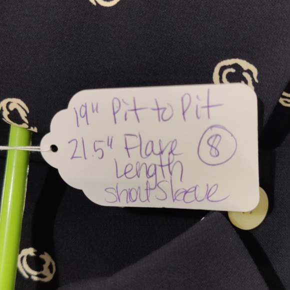 Norton McNaughton 100% Polyester Navy Blue Geometric Circular Design Top/Skirt - Picture 5 of 6